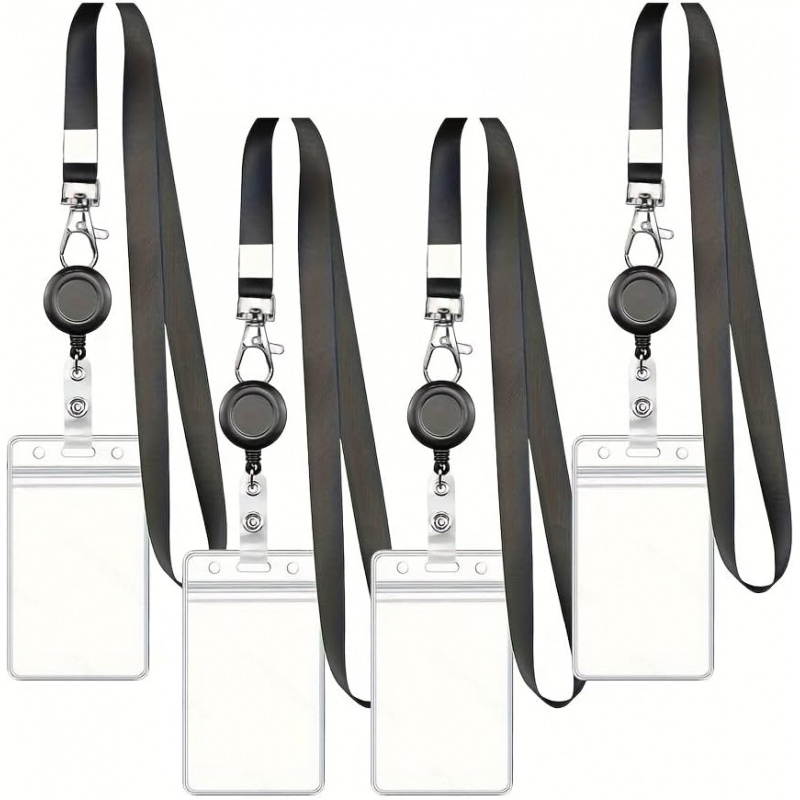 Lot de 4 cordons de cou noirs  - Lanyard Badge Holder avis et prix